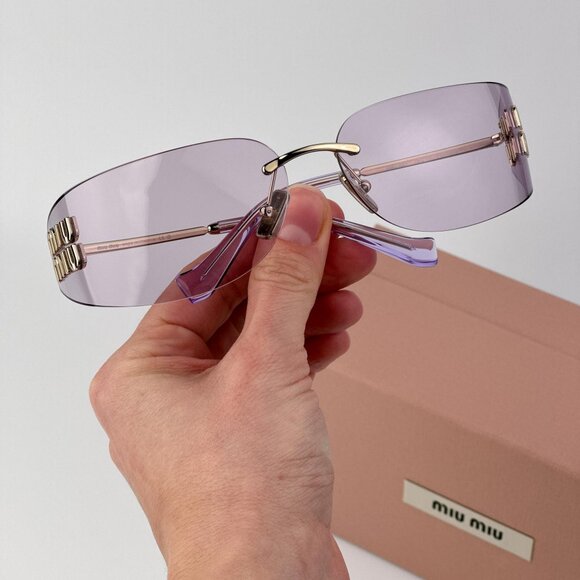 Miu Miu Women’s Rectangle Sunglasses – Gold Pink Model MUA51S | Color ZVN90O main image 11